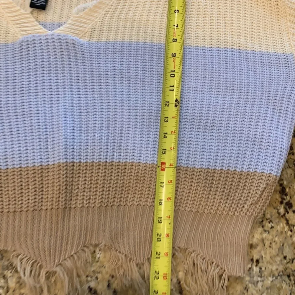 Sweater Blue & cream Striped Oversized size large Drop Shoulder Polly & Esther‎